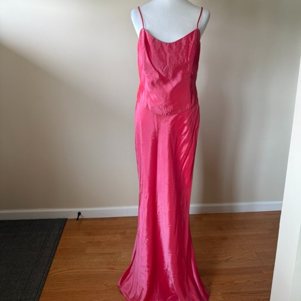 Vintage Cache RARE Y2K Dress Womens 10 Barbiecore Feminie Maxi Skirt Tank Prom